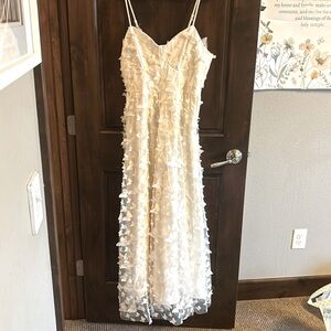 White butterfly corset midi length dress